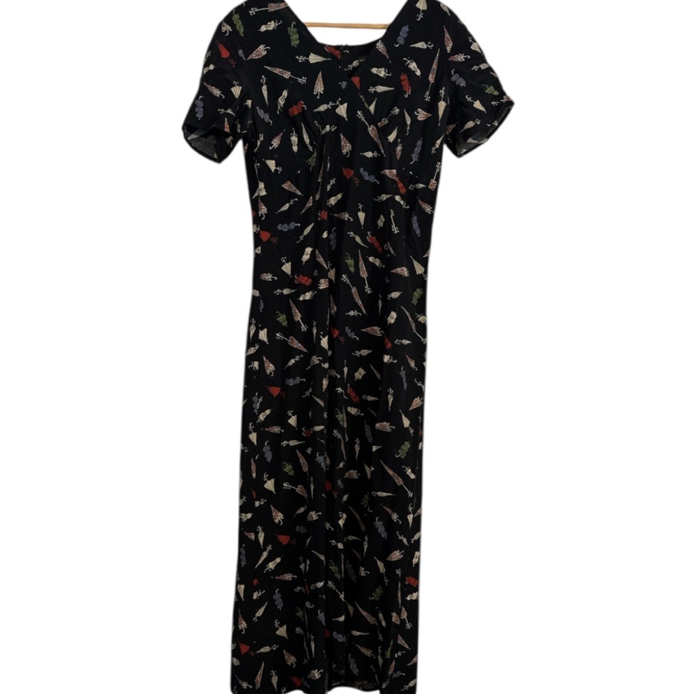 Banana Republic Black Dress Umbrella Print Size 4